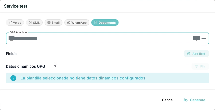 Prueba del servicio de Documentos